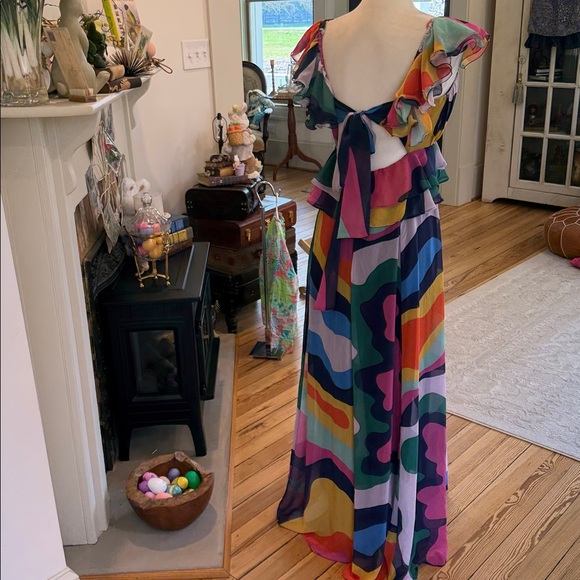 Hutch Multicolor Abstract Ruffle Maxi Dress - Picture 8 of 11